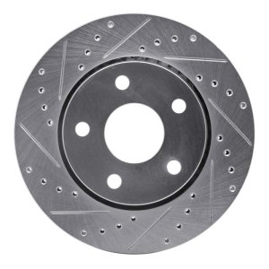 Jeep Wrangler Brake Rotor (1) - Front Left - R1 Concepts - Drilled & Slotted - Silver - `07-`18